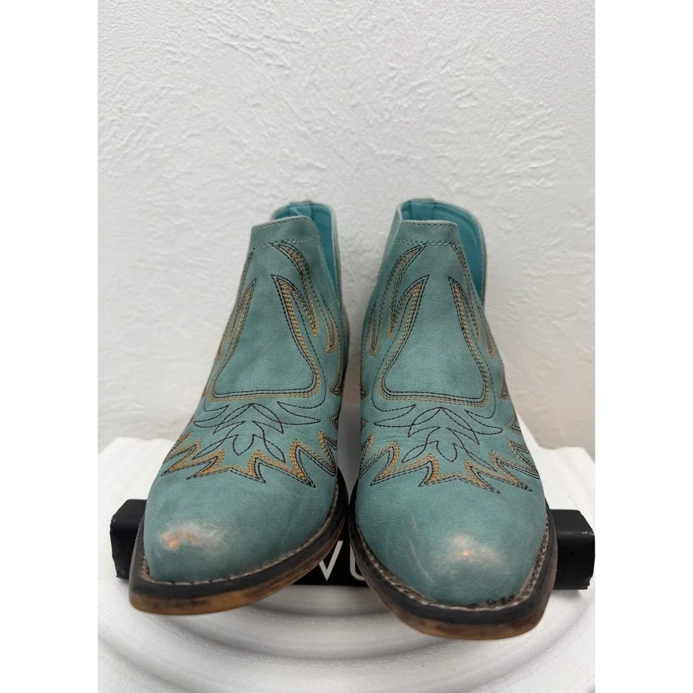 ROPER Turquoise Western Ankle Boots Women's US 9 Embroidered Cowboy Booties